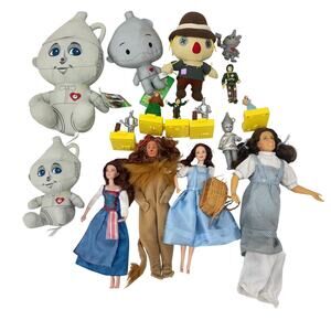 Preowned Mixed LOT Wizard of Oz & Others Character Dolls Figures Plush Tin Man